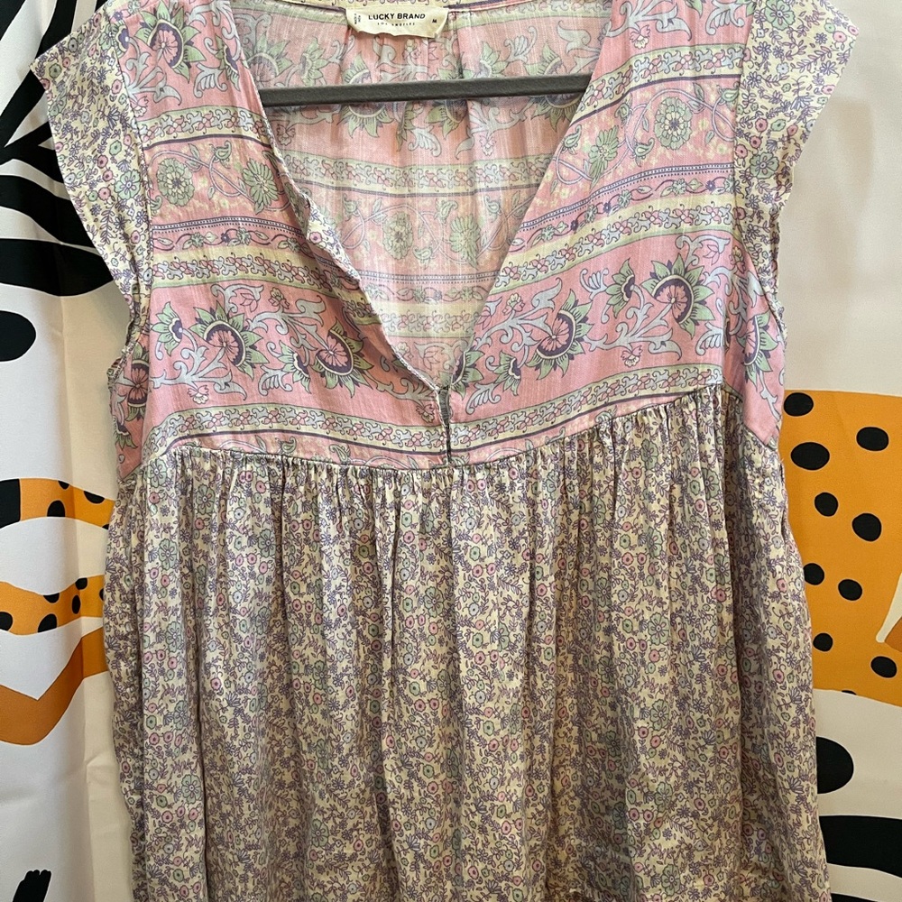 Lucky Brand Pink and Purple Floral Blouse